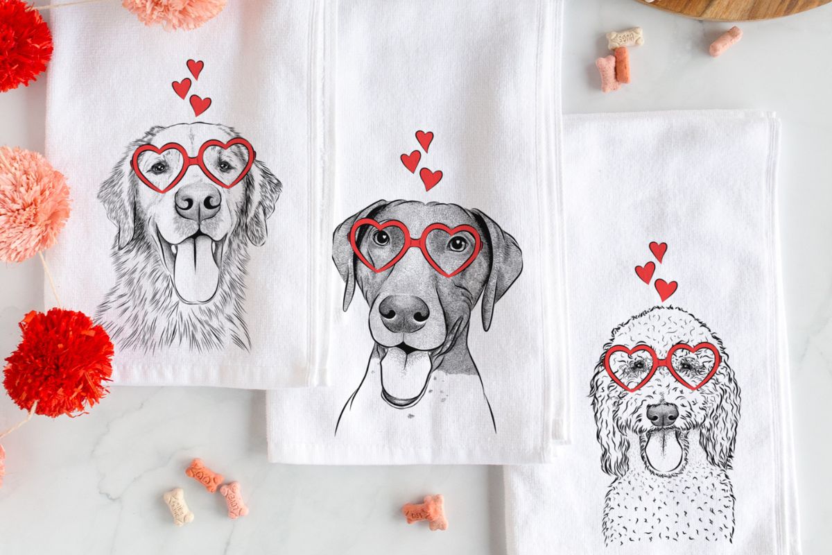 Valentine's Dog Towels