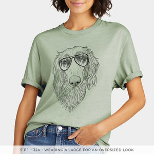 Aviator Mr. Rusty the Long Haired Dachshund -  Mineral Wash 100% Organic Cotton Short Sleeve