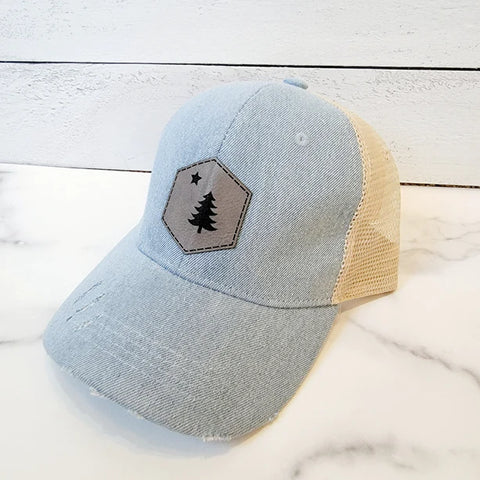 Original Maine Gray Leather Patch Hat