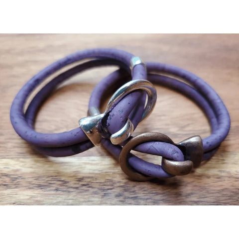 Purple Cork Silver Open Hook Bracelet