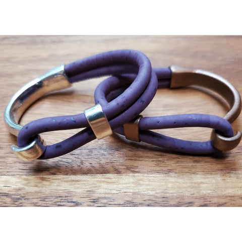Purple Cork Copper Side Hook Bracelet
