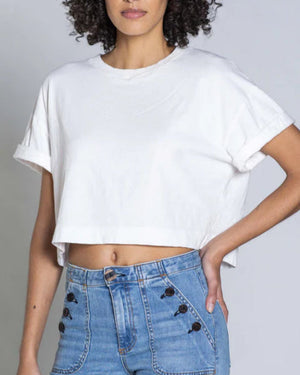 Cuff Tee in Ivory - Sea Biscuit