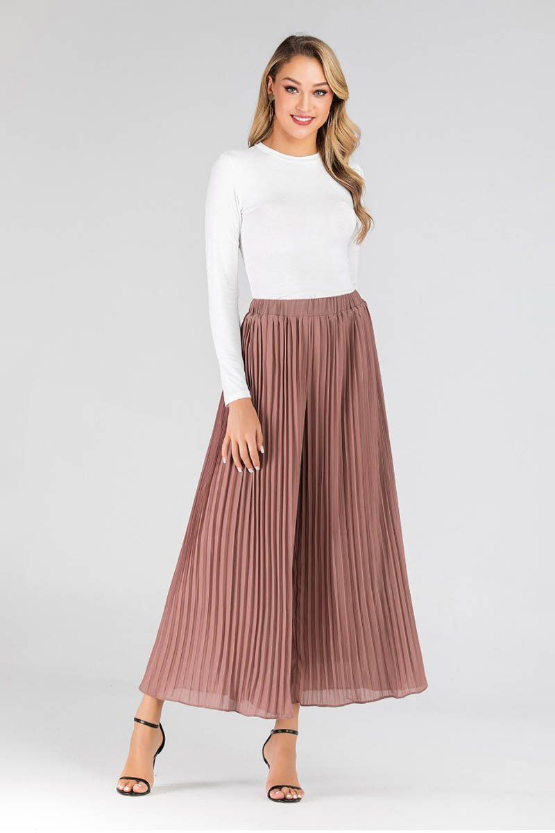 Shop Najah Pleated Chiffon Palazzo Pants Pink for Women - Covered Bliss