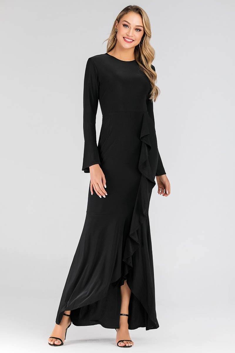 Shop Tanya Ripple Flowy Maxi Dress Black for Women - Covered Bliss