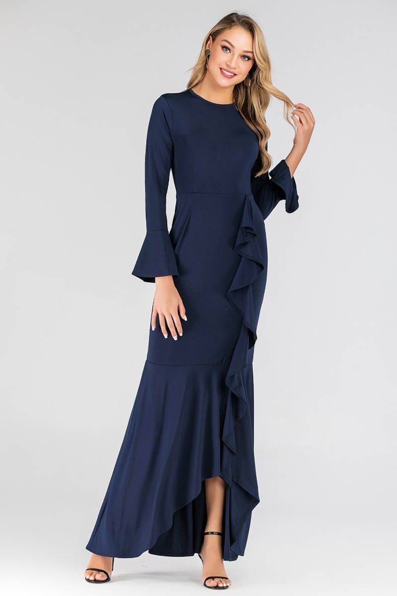 long sleeve maxi dress navy blue