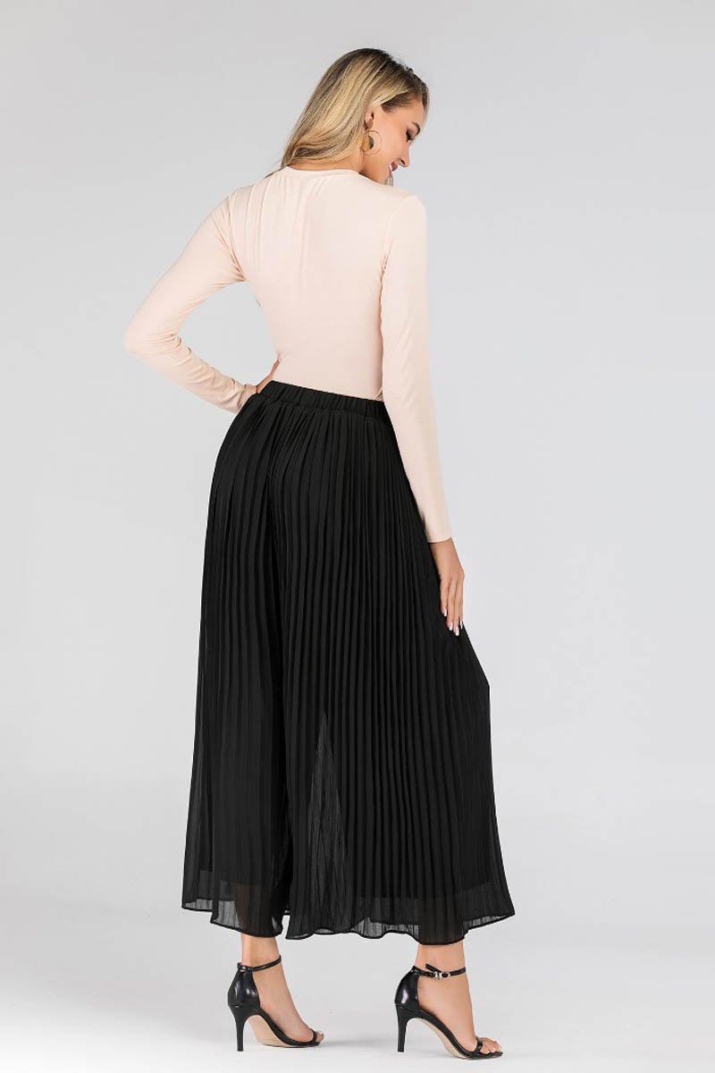 Shop Najah Pleated Chiffon Palazzo Pants Black for Women - Covered Bliss