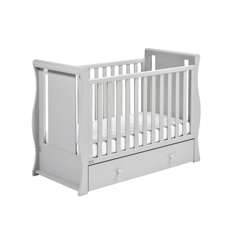 grey sleigh cot bed with mattress