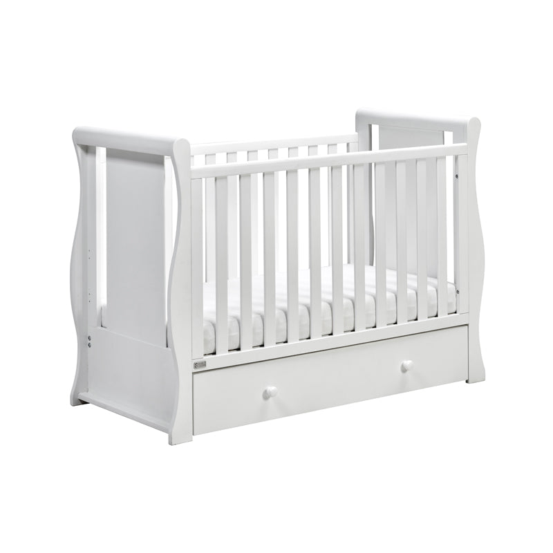 sleigh cot bed white with drawer