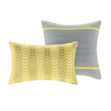 Load image into Gallery viewer, Full/Queen 5-Piece Chevron Stripes Comforter Set in Gray White Yellow