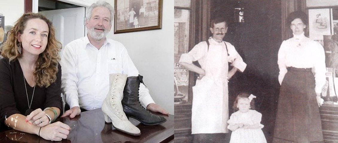 Rod, Annie and Old Fashioned Mchugh family Photo in front of shoe shop