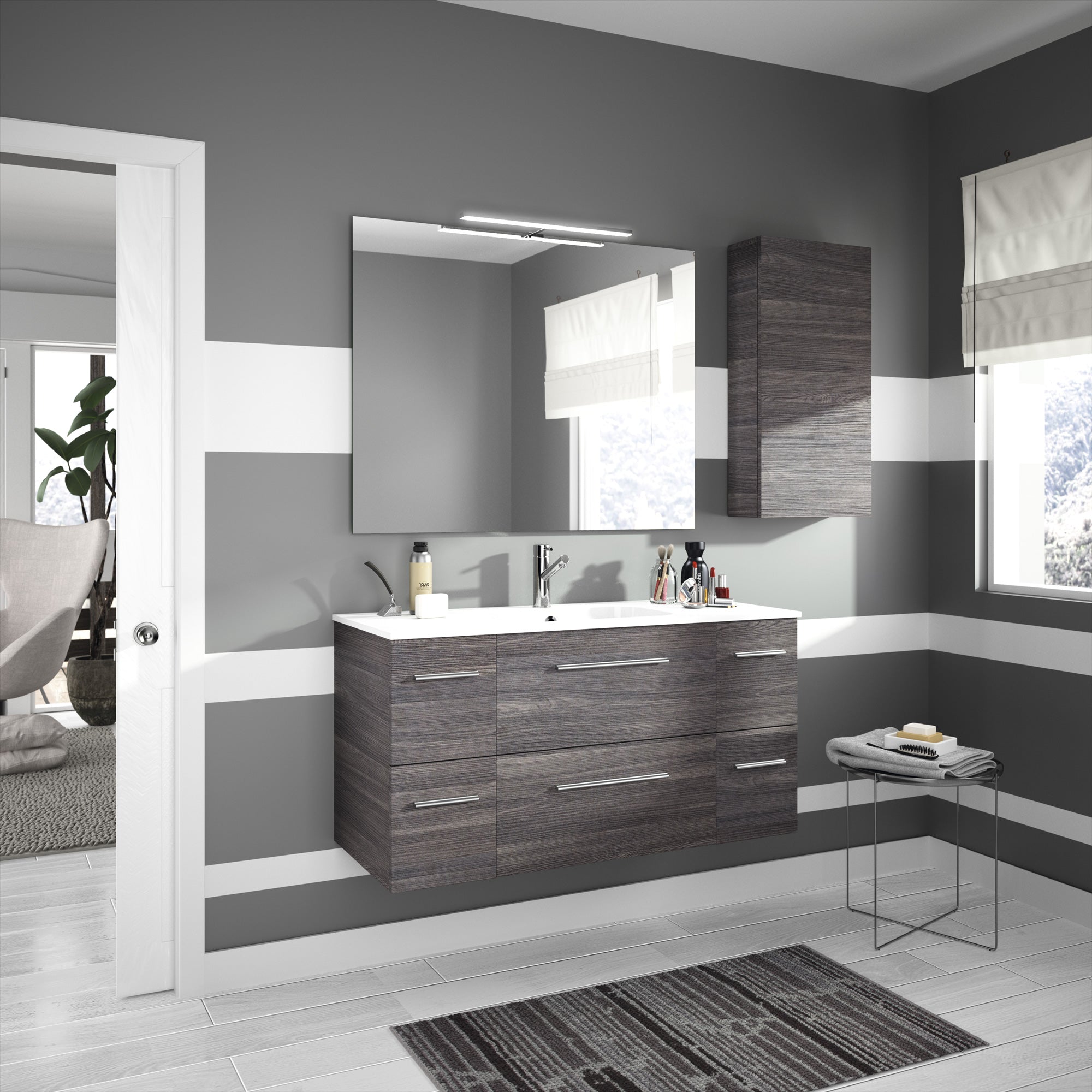 Fussion Chrome Bathroom Cabinet 16 X 32 Inches Alsacia Brickellkb