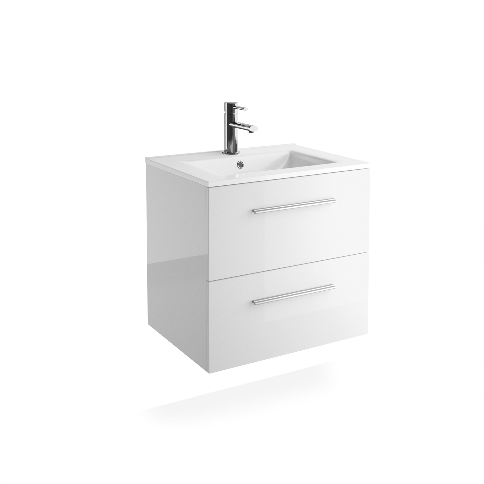 Fussion 24 Inches 2 Drawers Wall Mounted Modern Bathroom Vanity