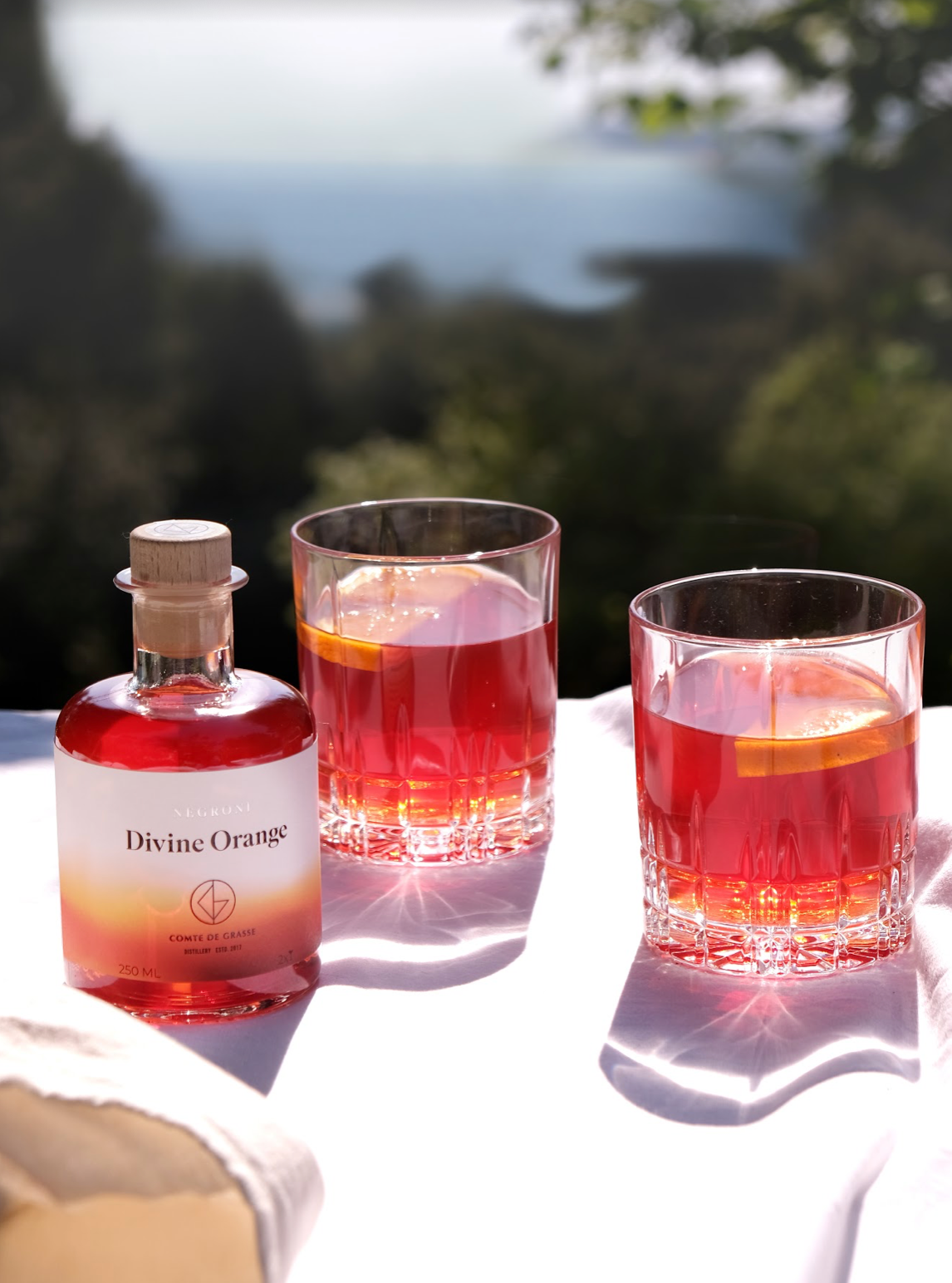 Negroni Cocktail in a south of France table setting