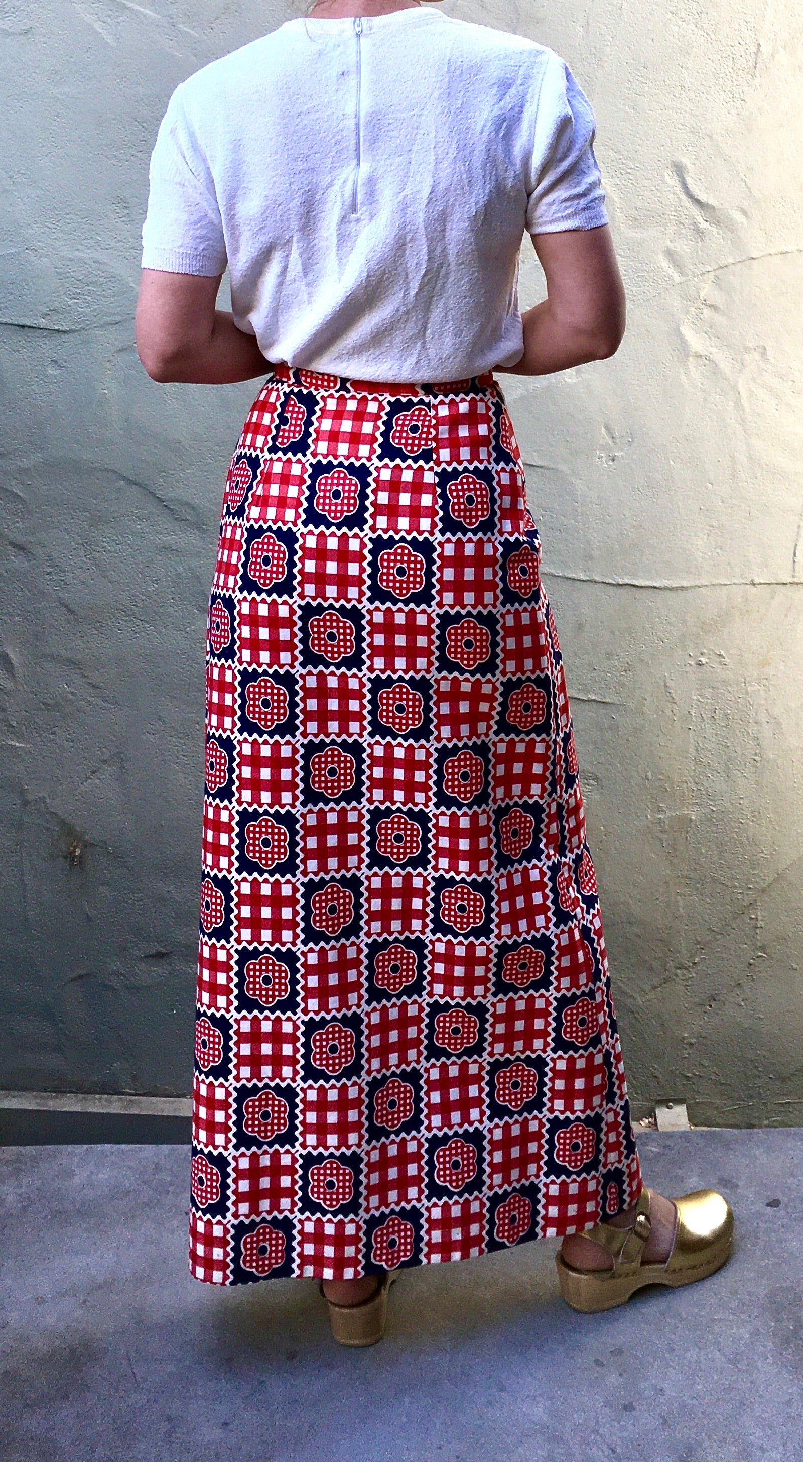 red white and blue maxi skirt