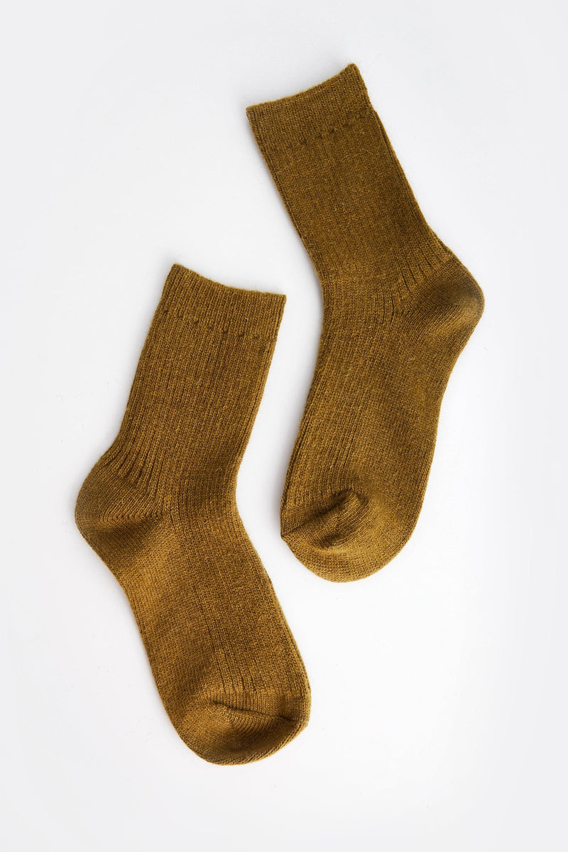 Olive Wool-Blend Ribbed Socks