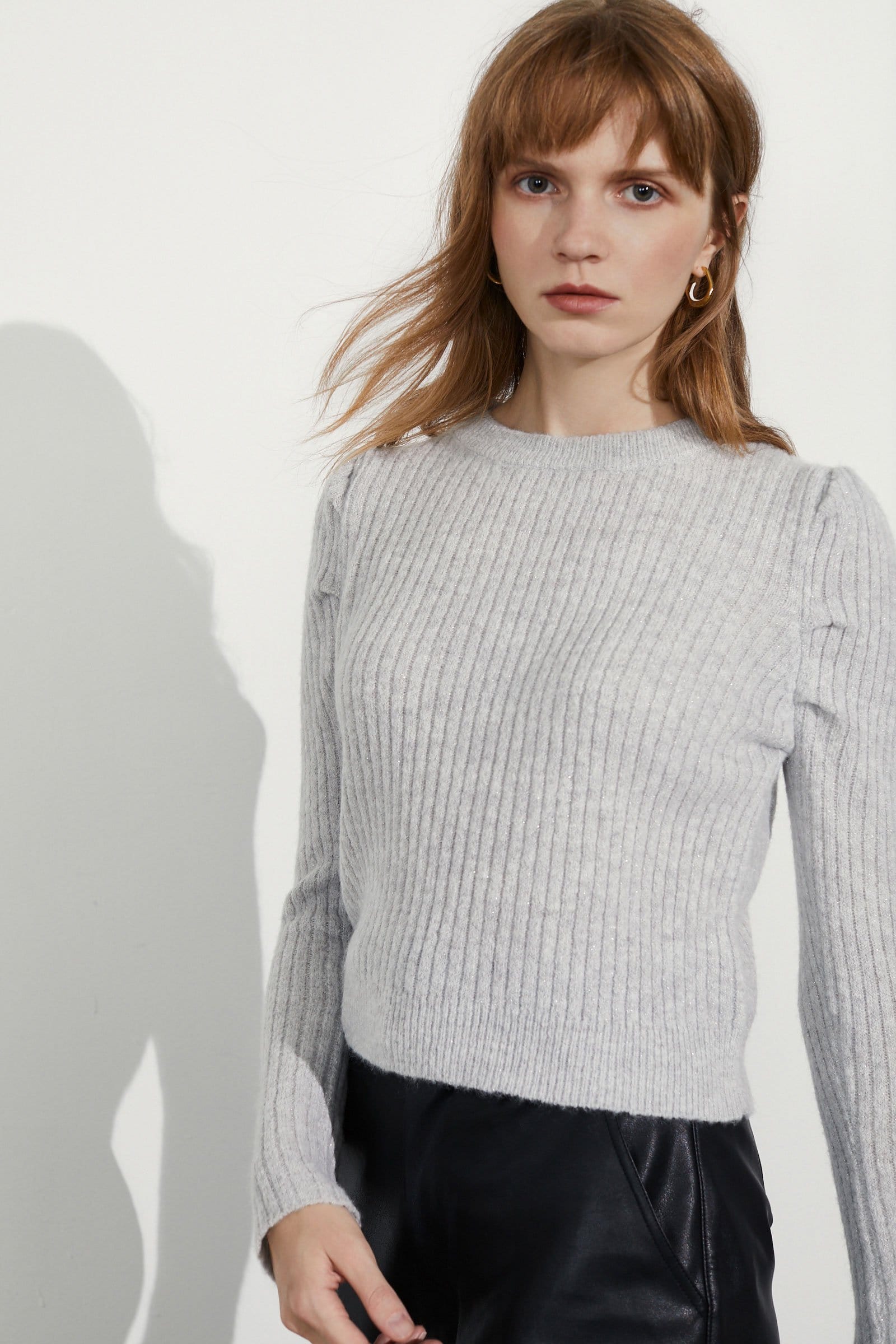 LightGrey Gracie Grey Round Neck Sweater | J.ING Women's Sweaters
