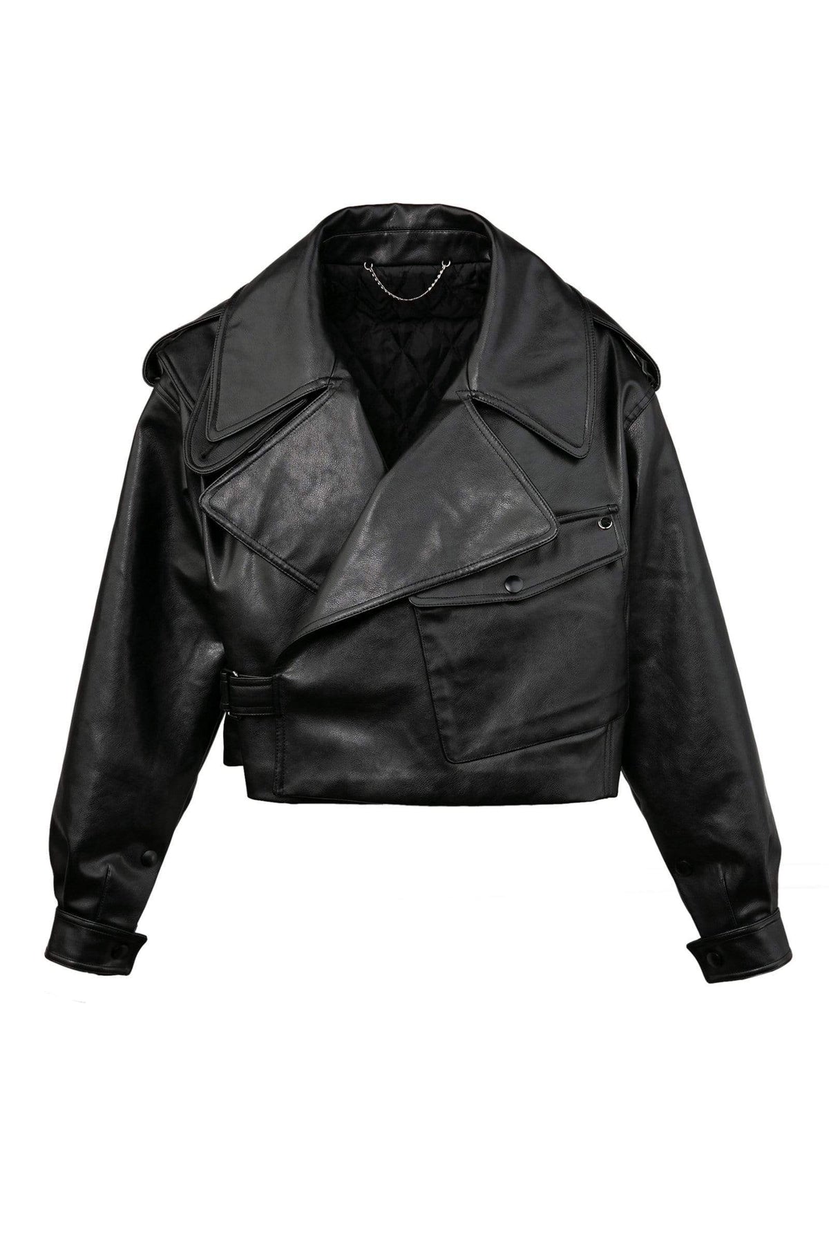 Alexa Black Oversize Vegan Leather Jacket – J.ING