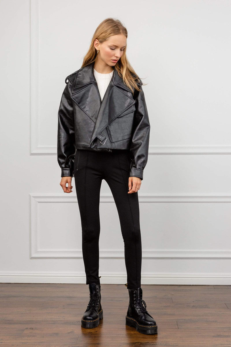 Alexa Black Oversize Vegan Leather Jacket – J.ING