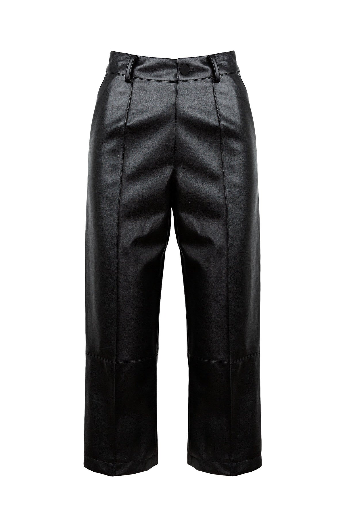 faux leather cropped pants