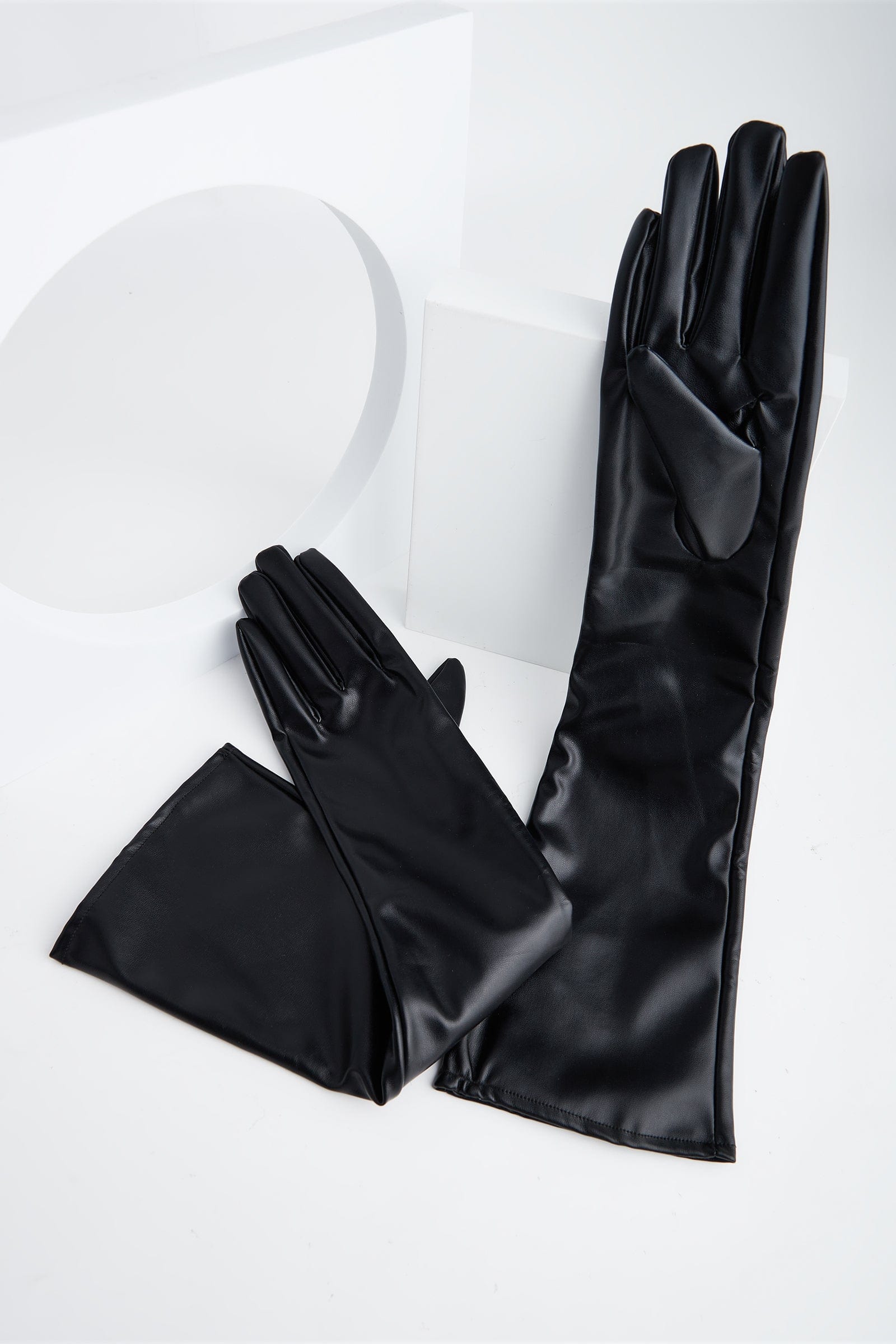 

Black Vegan Leather Long Gloves