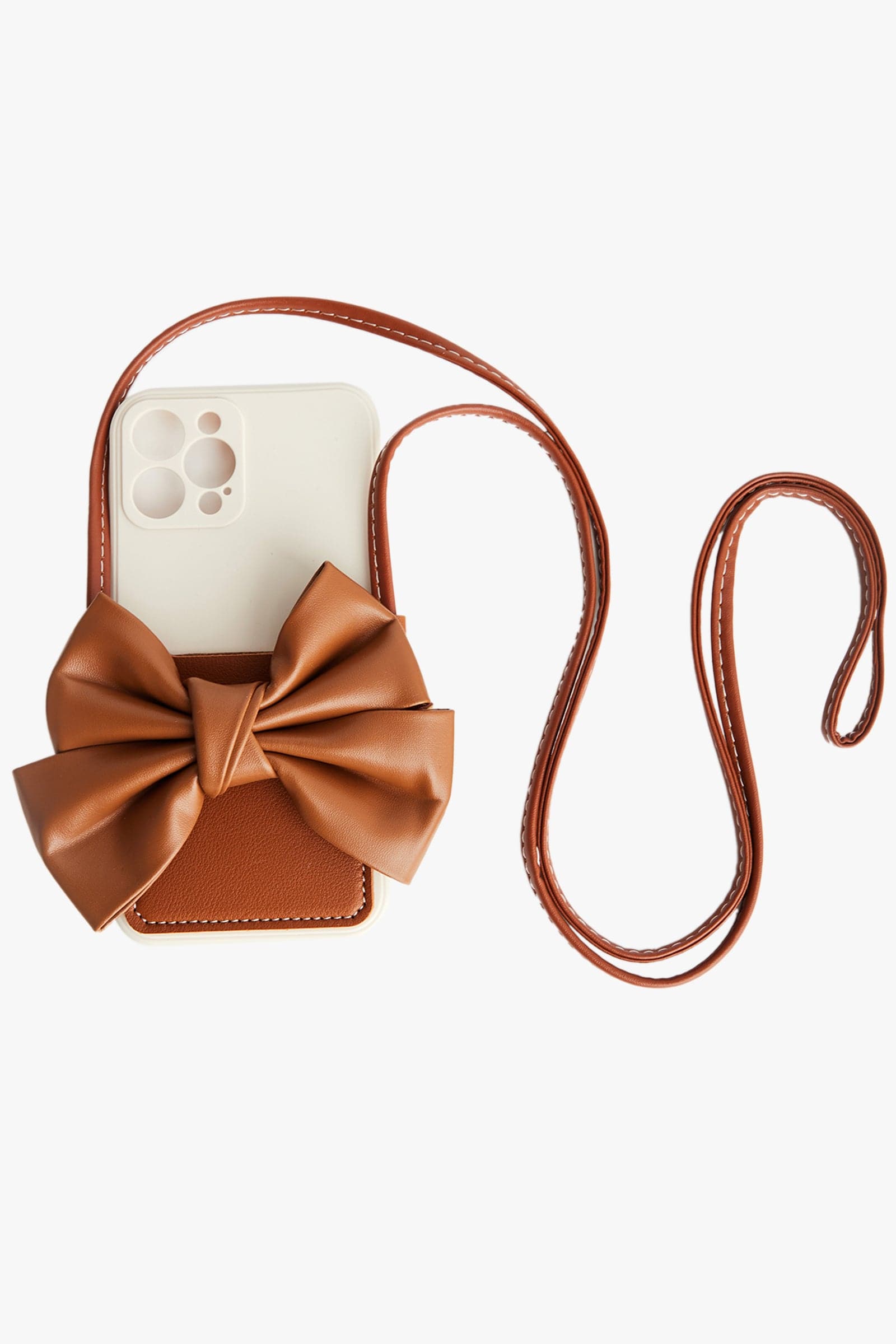

Tristin Saddle Brown Leather Bow Phone Case