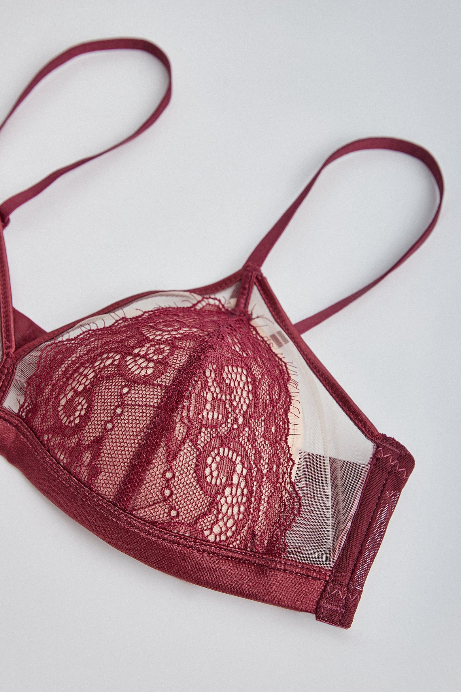 

Dark Red Mesh Lace Lingerie Set