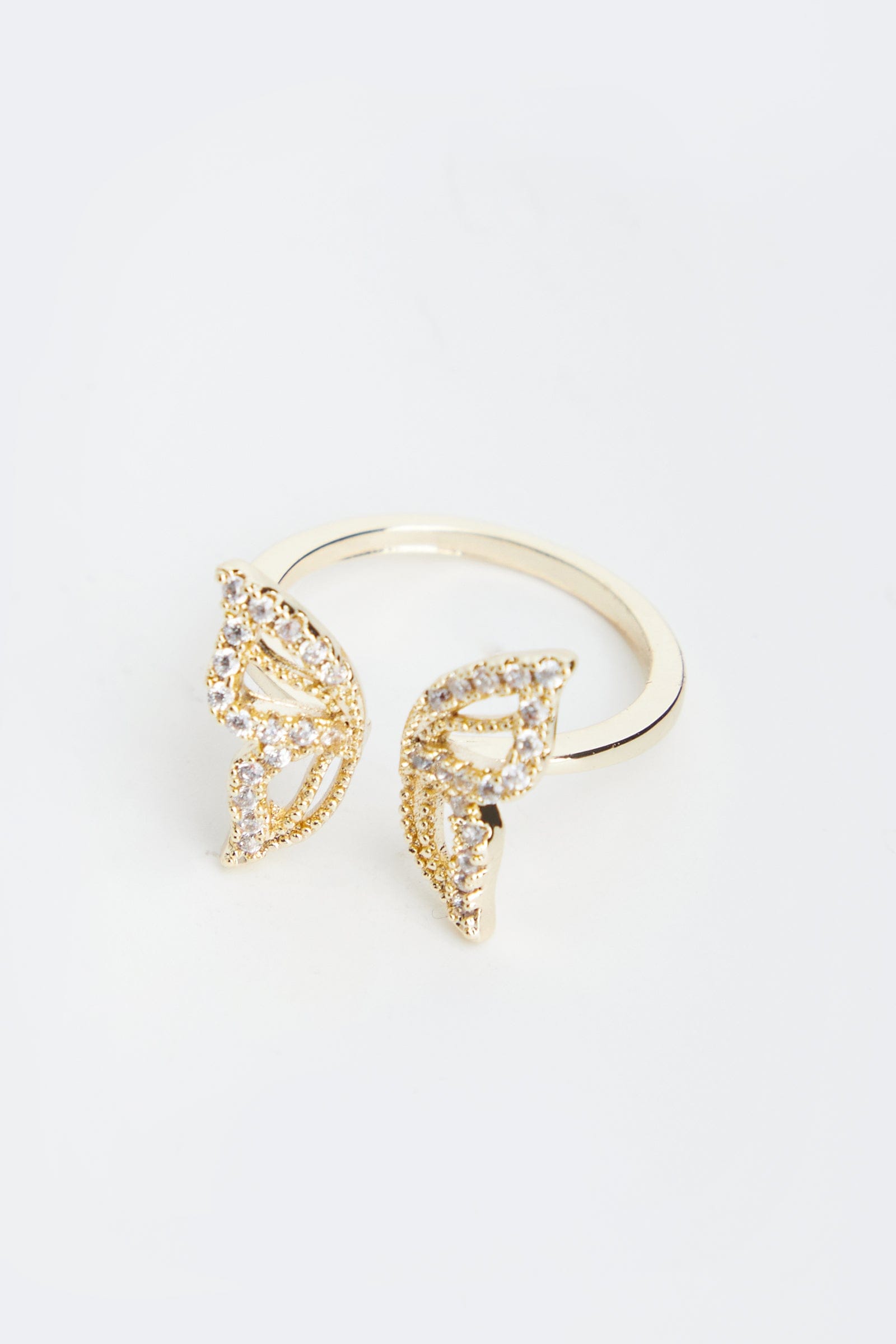 

Gold Rhinestone Butterfly Open Ring