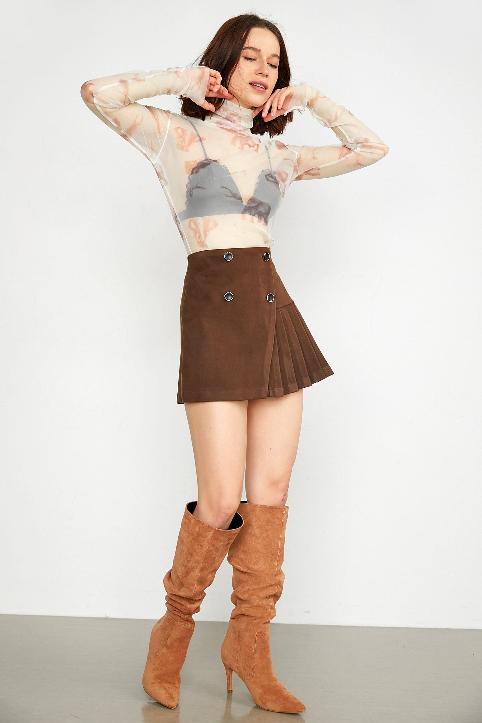 tan asymmetrical skirt