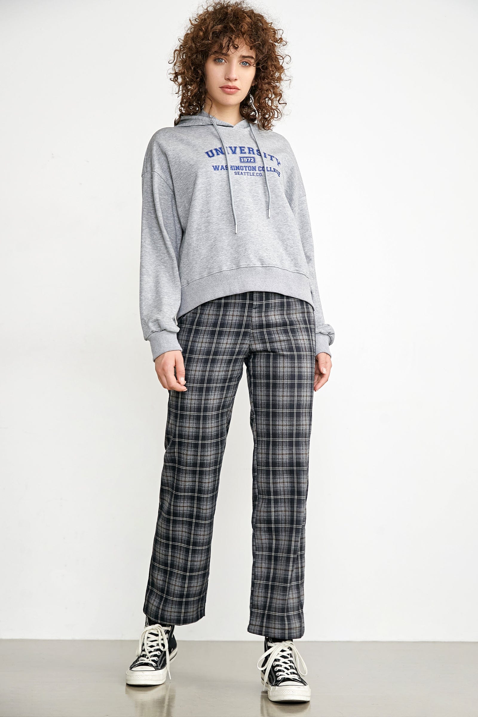 

Haneen Black Plaid Straight Leg Pants