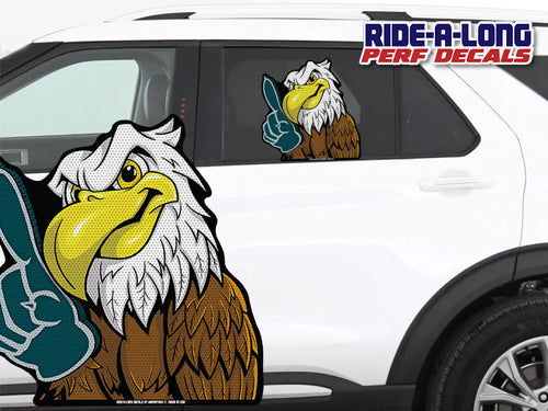 *NEW* Eagle Mascot #1 Foam Finger *RIDE A LONG* Perforated Decal