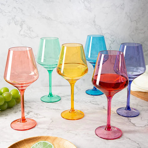 Unbreakable Colored Stemmed Wine Glasses