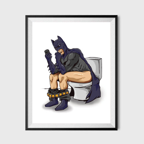 Batguy On The Toilet Poster 11x17