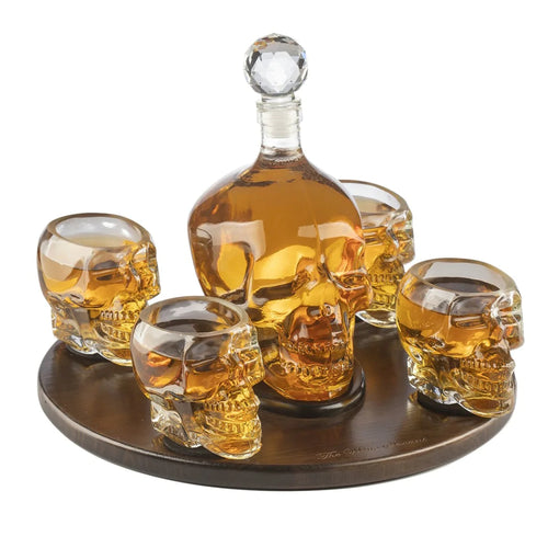 Skull Decanter Large Set with 4 Skull Shot Glasses