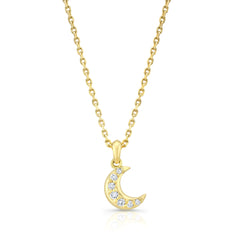 Diamond Crescent Moon Pendant Necklace
