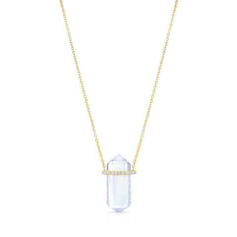Lullaby Aquamarine Crystal Pendant in 14K Yellow Gold with Diamonds