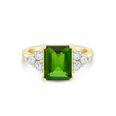 Custom Green Tourmaline and Diamond Engagement Ring