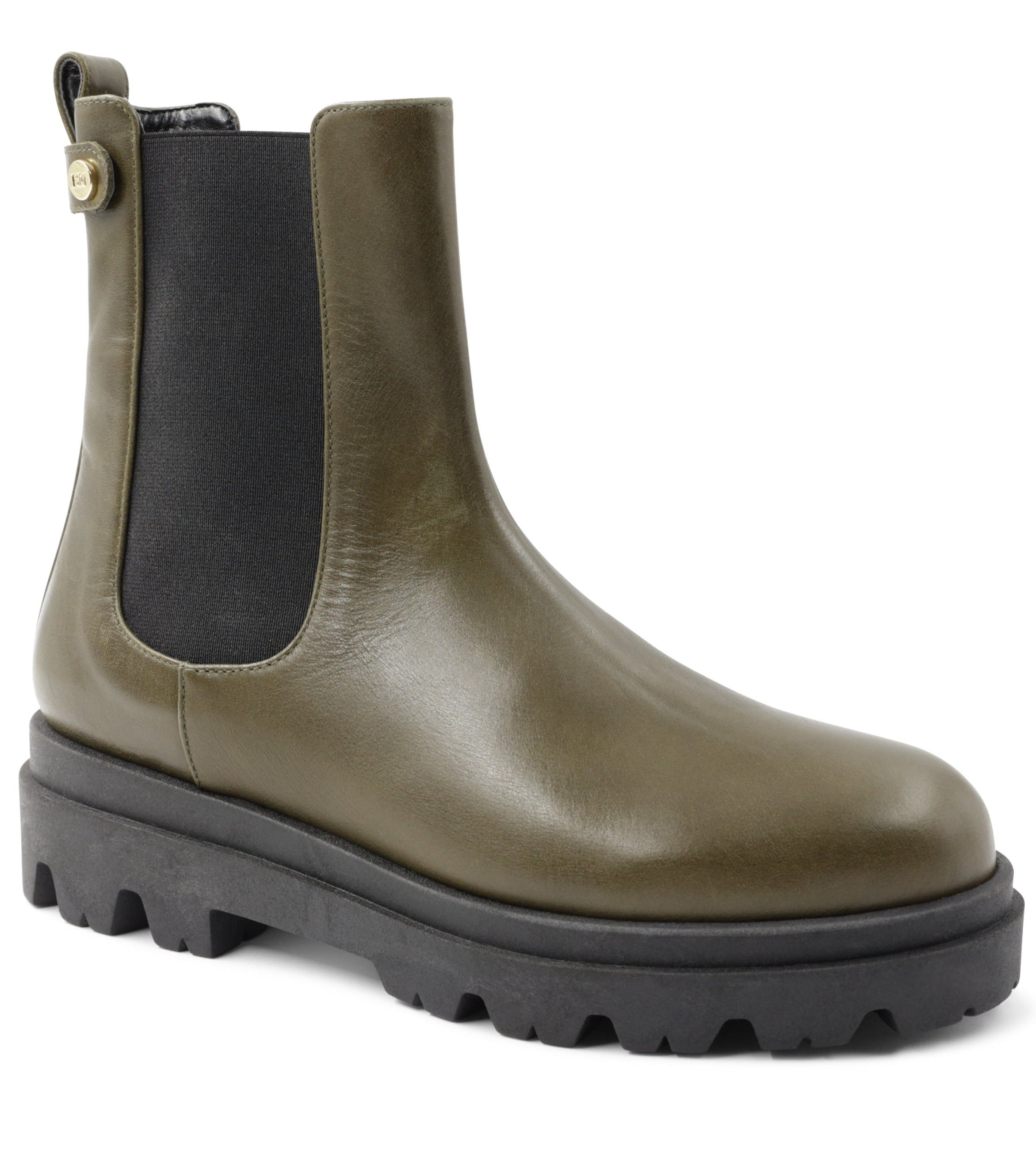 Alma Chunky Leather Chelsea Boot - Olive – Bruno Magli