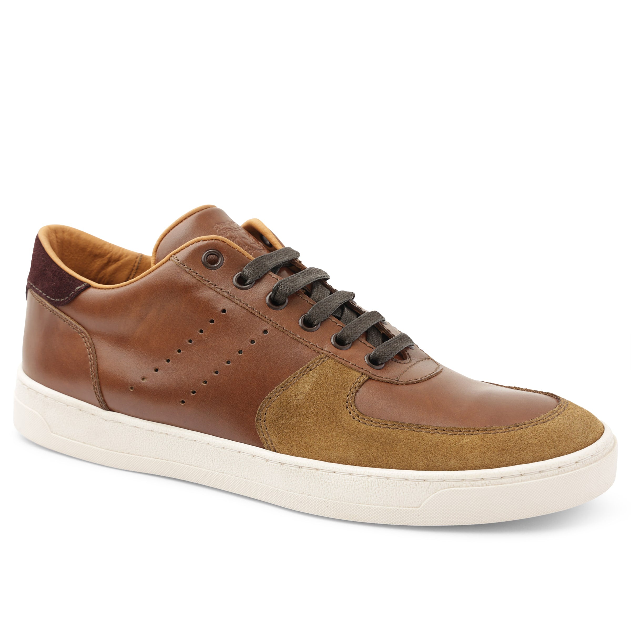 Image of Ducca Lace-Up Leather Oxford Sneaker - Cognac