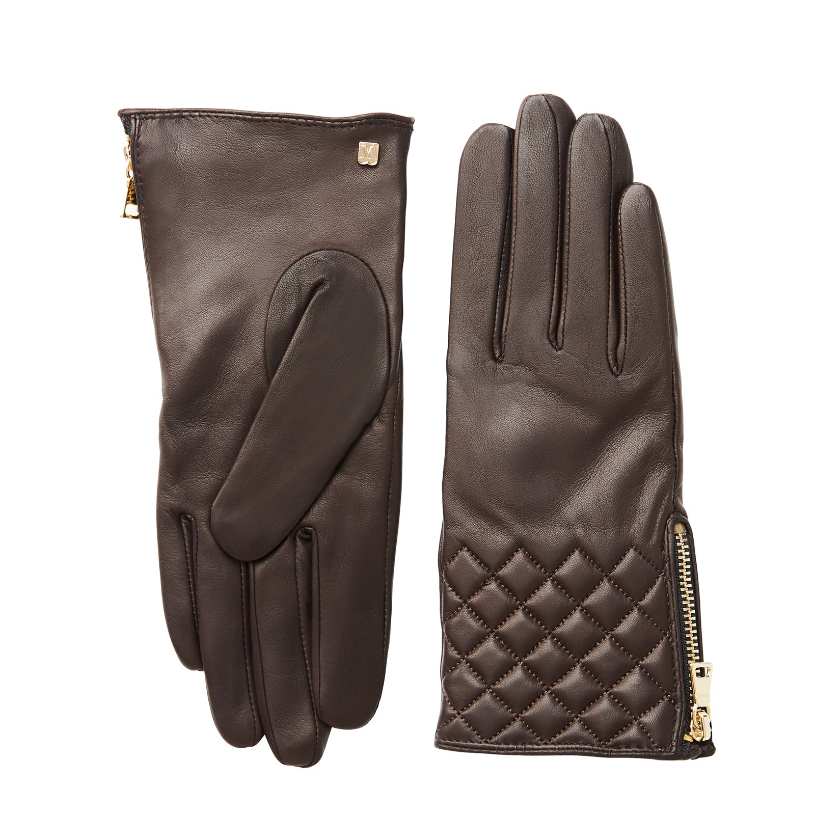 Image of Women's Diamond Quilt Leather Gloves - Brown