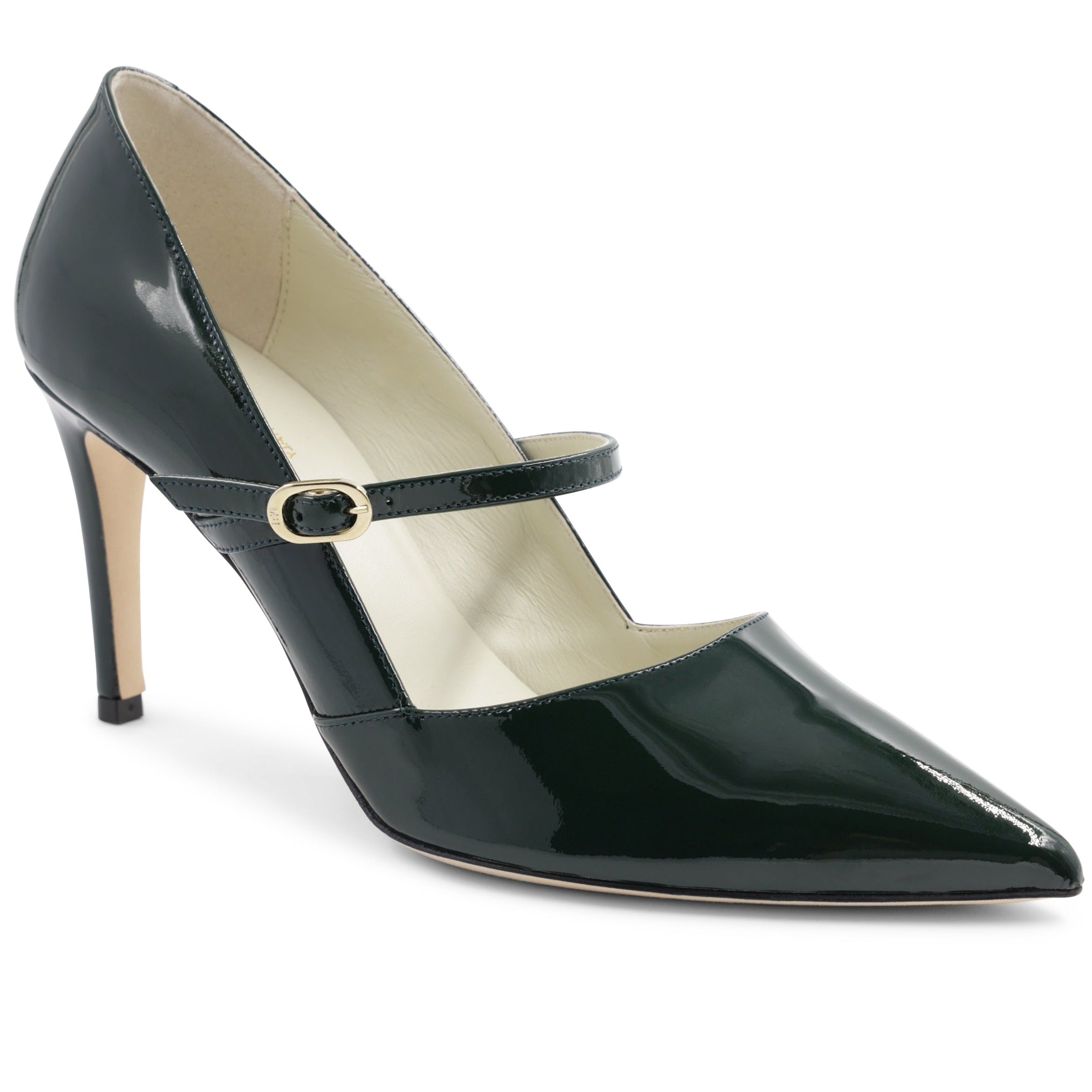 Image of Gemma Mary-Jane Leather Pump - Emerald Patent