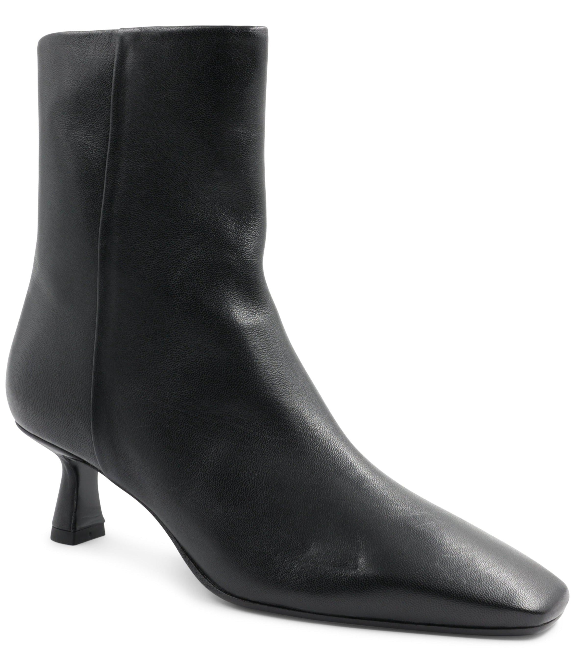 Image of Mati Heeled Leather Ankle Boot - Black