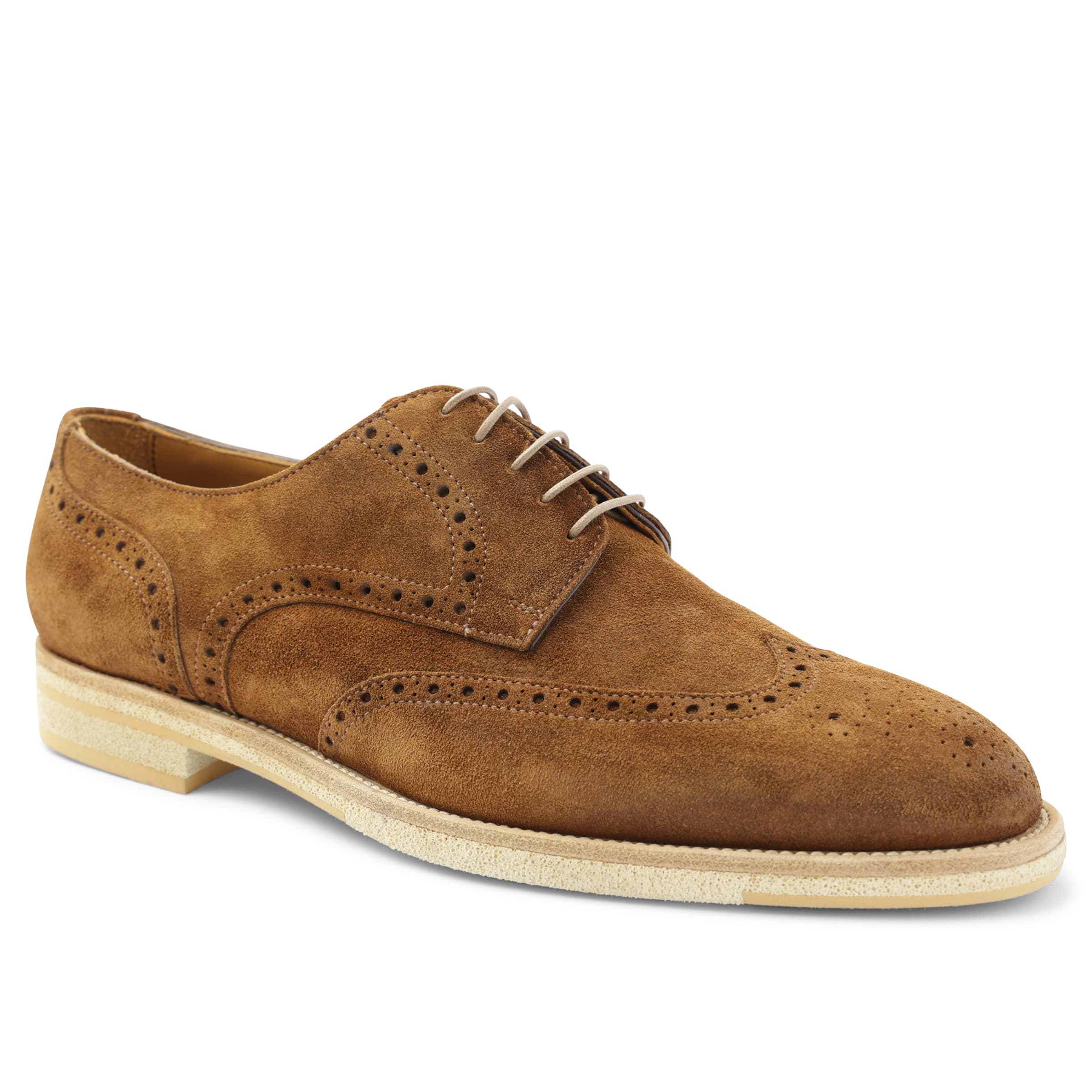 Image of Milano Classic Wingtip Suede Oxford - Cognac