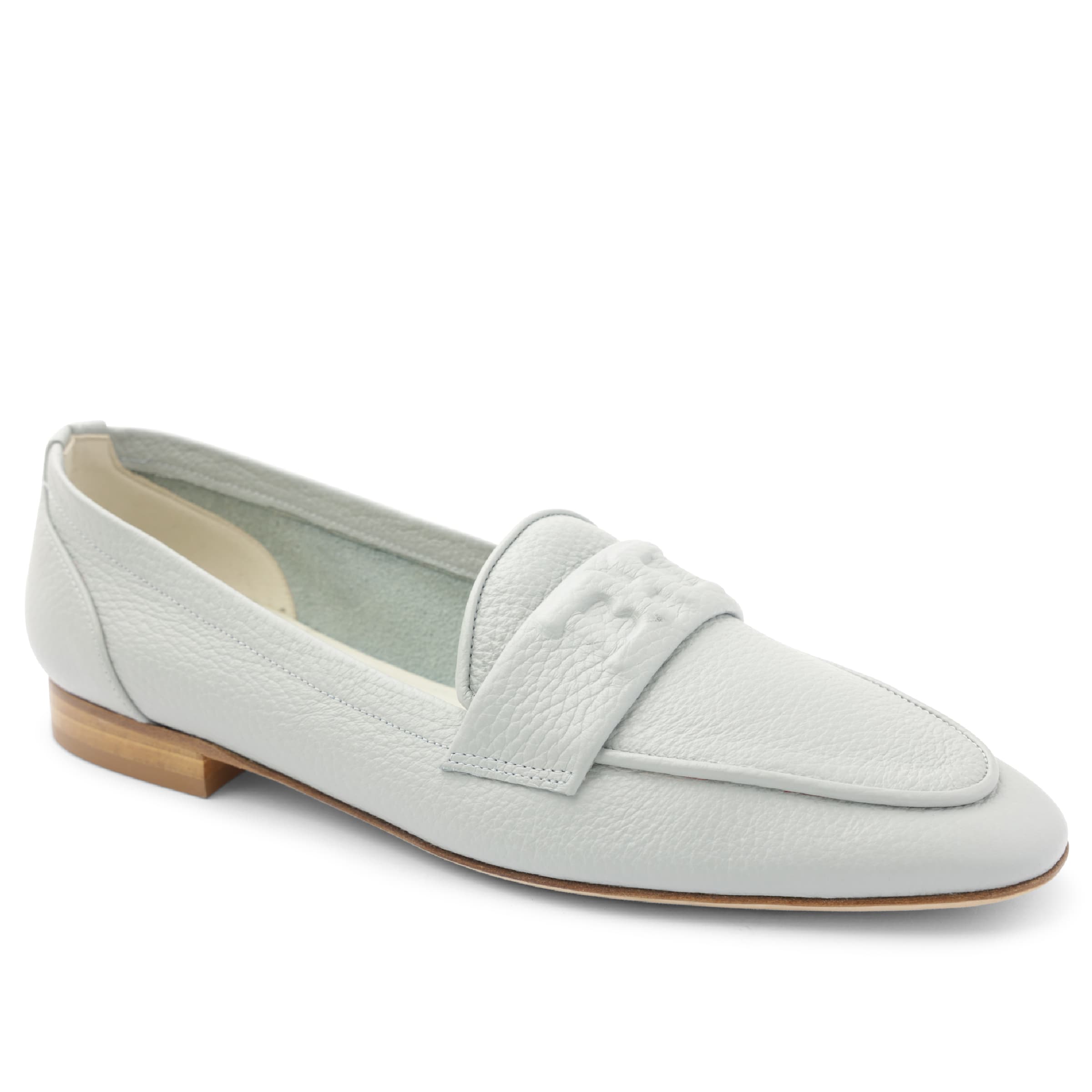 Image of Morris Women's Soft Leather Slip On Loafer - Light Blue