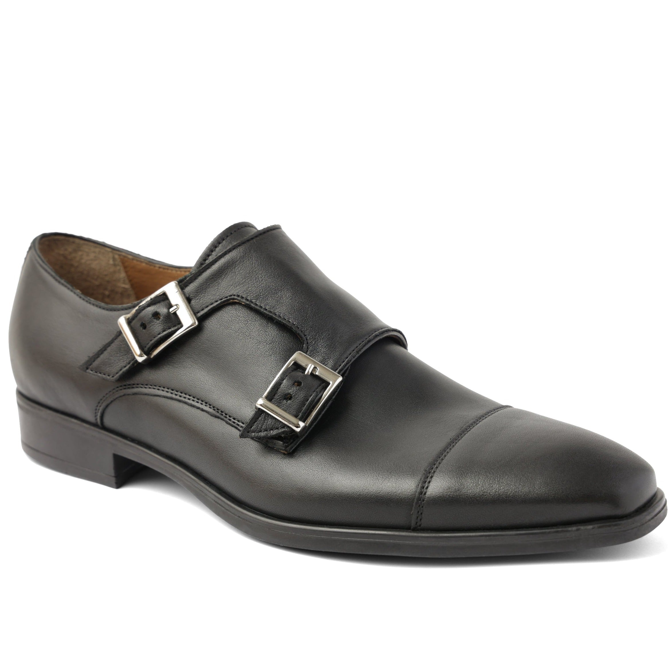 Image of Soldo Tailored Leather Buckle Shoe - Black Calf