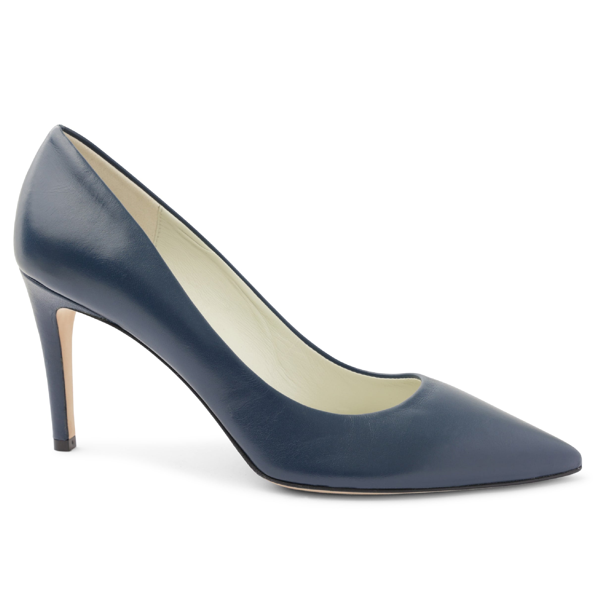 Image of Telma Leather Pointed-Toe Pump - Navy