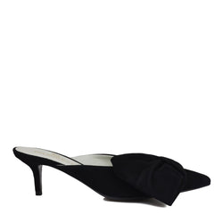 black suede mule heel