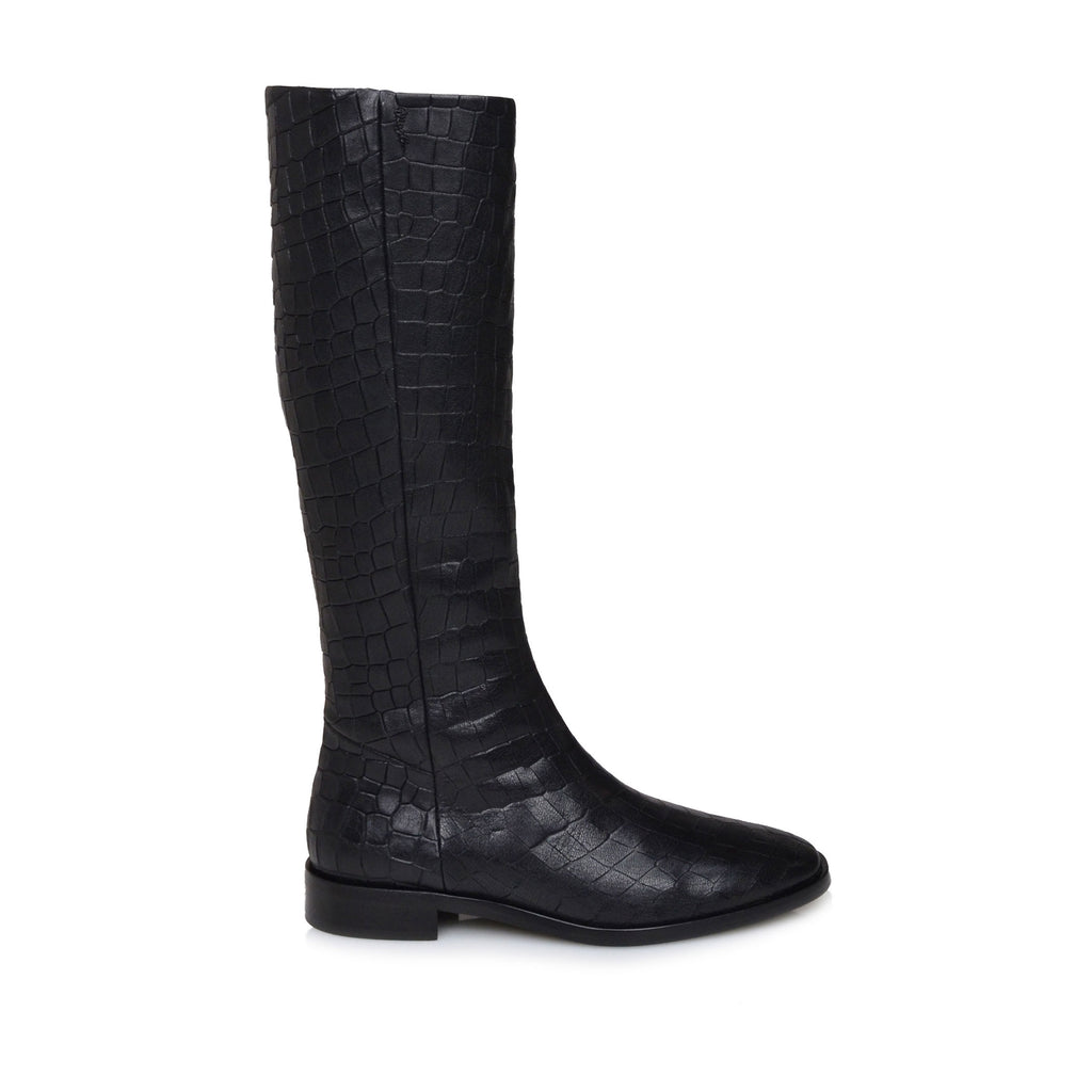 black croc boots flat