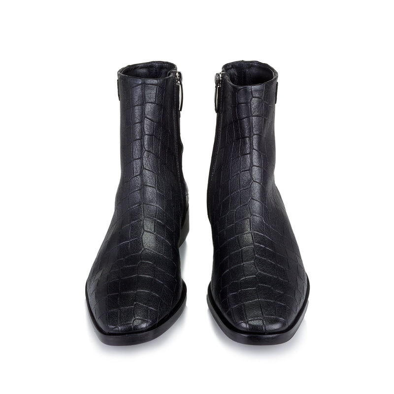 black ankle croc boots