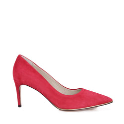 red suede pumps low heel