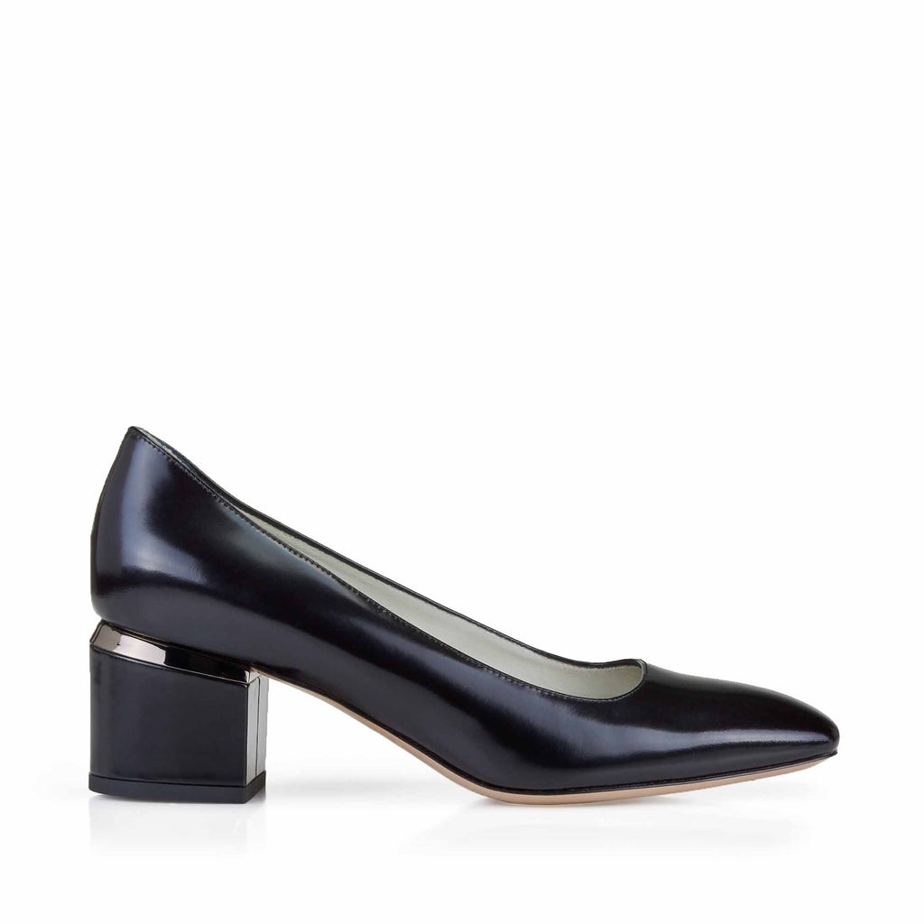 leather block heel pumps